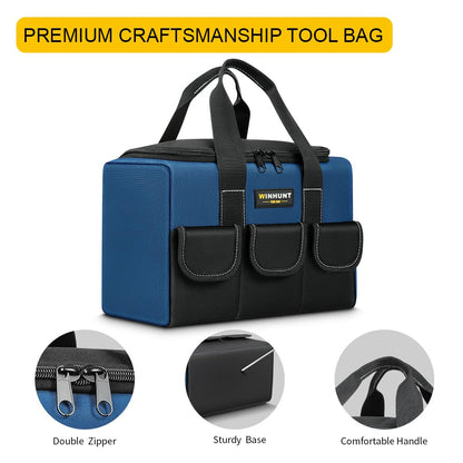 WINHUNT Blue Tool Bag, 1680 Denier DIY Tools Organizer with Multi-Pockets for Electricians, Small Tool Bag Organizer (30cm)