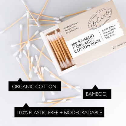 UpCircle Bamboo Cotton Buds - 200 Pieces - Biodegradable, Sustainable, Plastic-Free, Fully Recyclable Ear Buds - A Staple For Any Bathroom