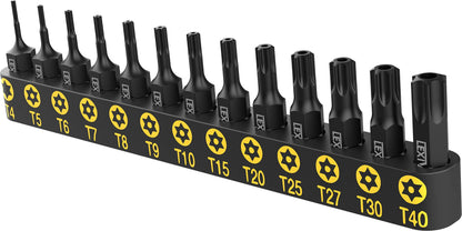 LEXIVON Tamper Proof Torx Bit Set, Premium S2 Alloy Steel | 13-Piece Security Star Bits, T4 - T40 | Precision CNC Machined (LX-301)