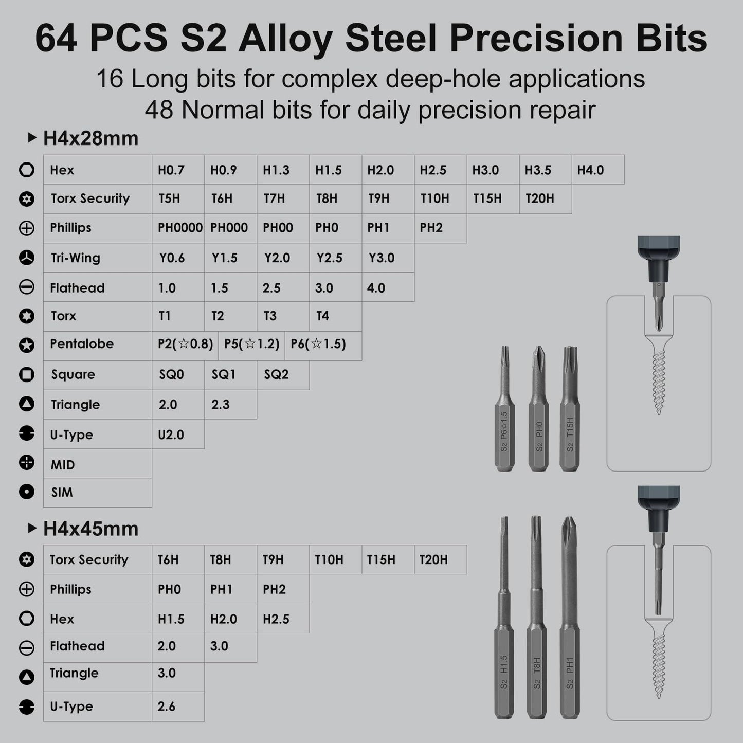 STREBITO Mini Electric Screwdriver Set, 70 in 1 Small Electric Screwdriver Cordless - 64 S2 Preicison Bits, 5 Torque Settings, 4 LED Lights, Mini Power Screwdriver Repair Tool Kit for PC RC Electronic