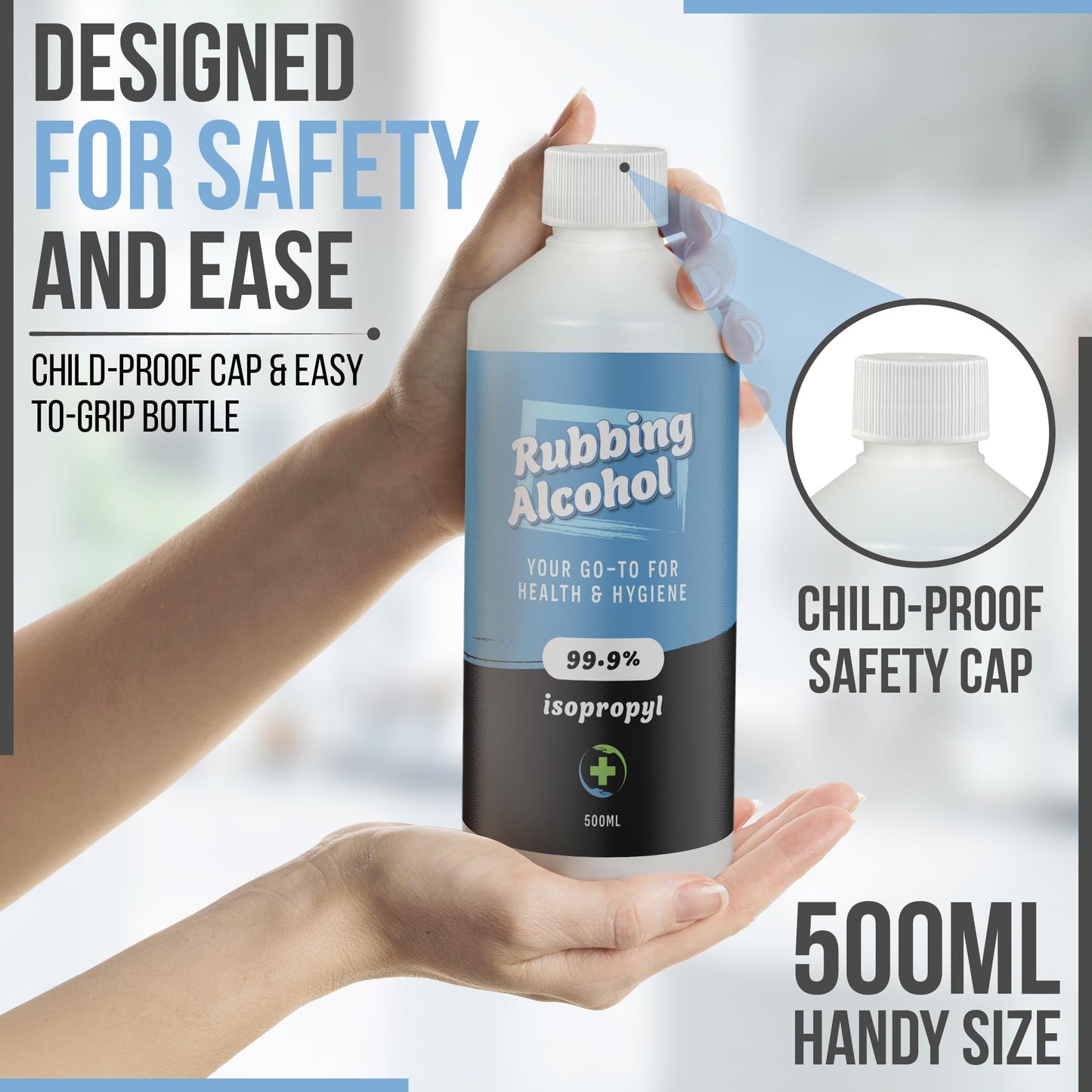 Rubbing Alcohol 500ml – 99% Pure Isopropanol IPA for Cleaning, Medical Use, Electronics, Glass, De-icer, Painting