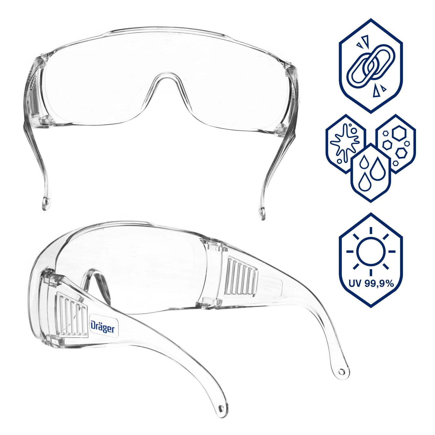 Dräger Safety Over Glasses X-pect 8110 Robust Eye Protection Goggles - Ideal Safety Glasses for Construction, Laboratory, Cycling Glasses, Safety Goggles for Mining, DIY, Healthcare - 1 Pair