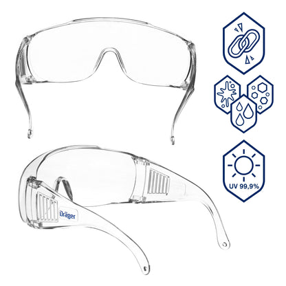 Dräger Safety Over Glasses X-pect 8110 Robust Eye Protection Goggles - Ideal Safety Glasses for Construction, Laboratory, Cycling Glasses, Safety Goggles for Mining, DIY, Healthcare - 1 Pair