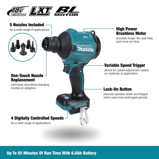 Makita DAS180Z 18V Li-ion LXT Brushless Dust Blower – Batteries and Charger Not Included