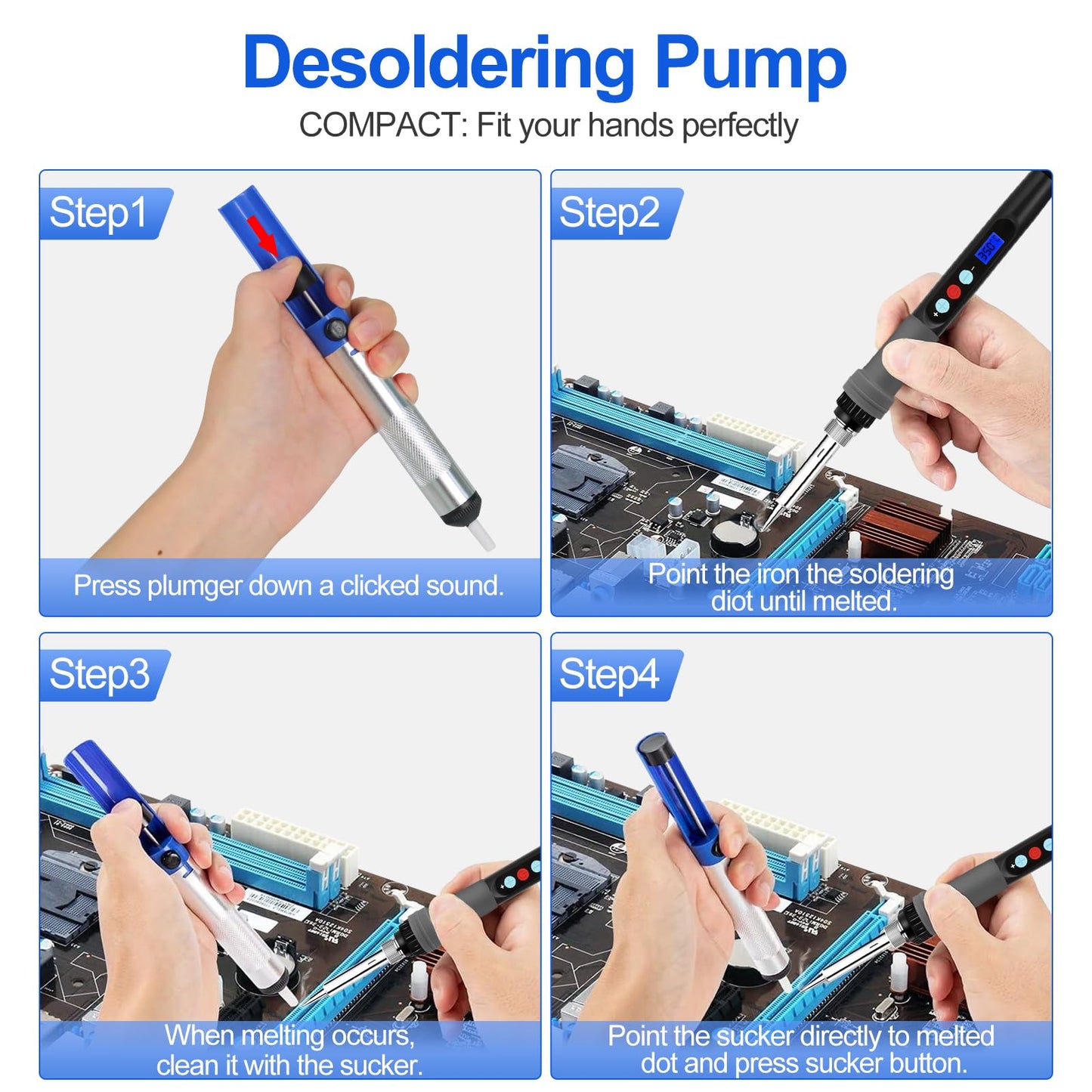 Soldering Iron Kit 90W LCD Adjustable Temperature 180-480°C, 16 in 1 Electric Welding Tools, Solder Wire, 5 Soldering Tips, Desoldering Pump, Wire Stripper Cutter, Stand, Tweezers, Tool Case