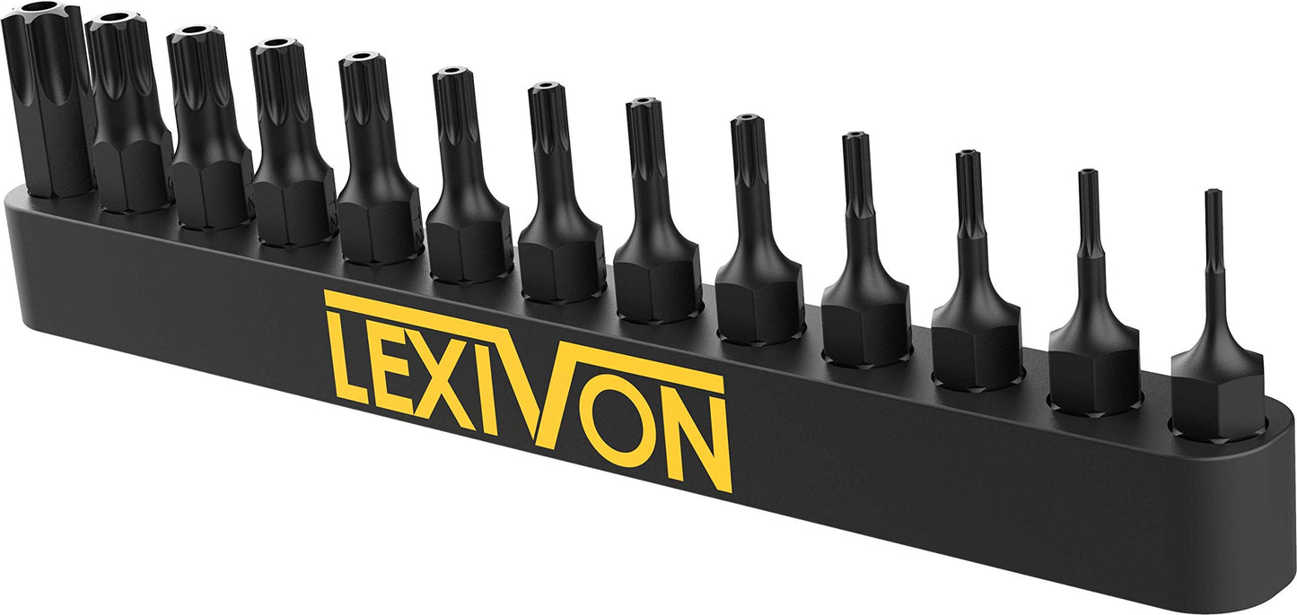 LEXIVON Tamper Proof Torx Bit Set, Premium S2 Alloy Steel | 13-Piece Security Star Bits, T4 - T40 | Precision CNC Machined (LX-301)