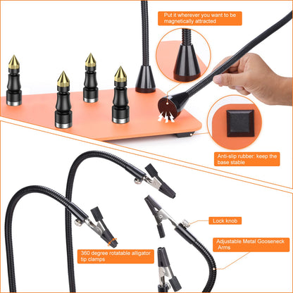 Magnetic Helping Hands Soldering, Preciva Welding Third Hand Tool, Flexible Solder Holder Soldering Auxiliary Clamp with Adjustable Soldering Clips, Solder Stand for Soldering, Repair, Crafts