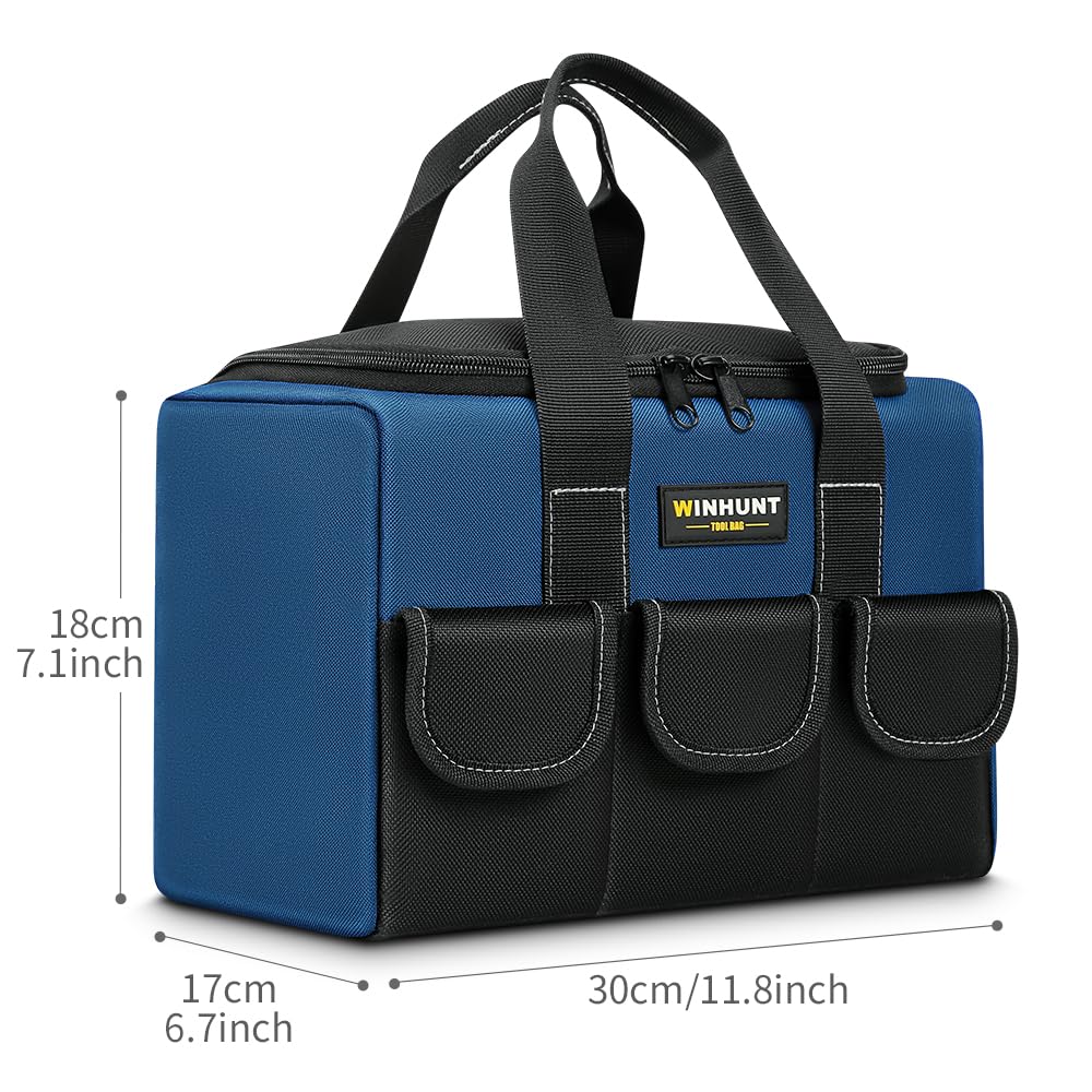 WINHUNT Blue Tool Bag, 1680 Denier DIY Tools Organizer with Multi-Pockets for Electricians, Small Tool Bag Organizer (30cm)