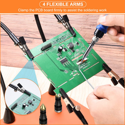 Magnetic Helping Hands Soldering, Preciva Welding Third Hand Tool, Flexible Solder Holder Soldering Auxiliary Clamp with Adjustable Soldering Clips, Solder Stand for Soldering, Repair, Crafts