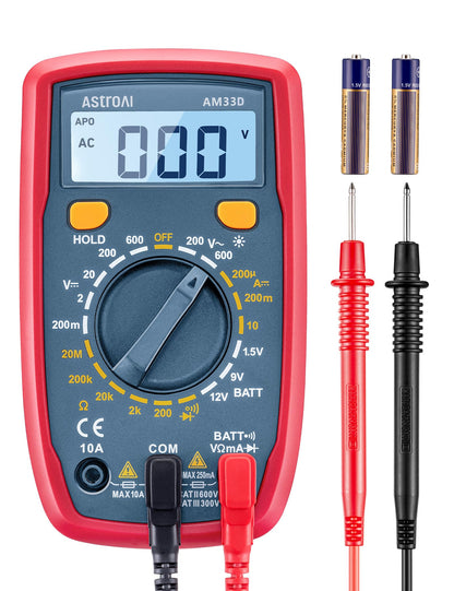 AstroAI Digital Multimeter Voltmeter Ohmmeter Ammeter Multi Tester Meter with Backlit LCD Electronic Test Meter Measures Voltage, Current, Resistance; Tests Continuity, Diode