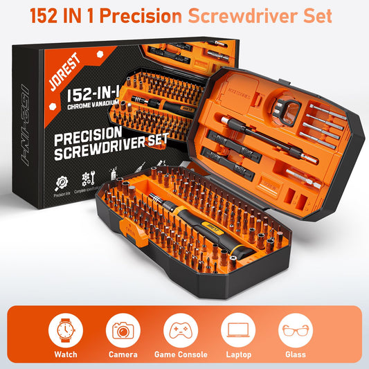 JOREST 152 in 1 Precision Screwdriver Set, Magnetic Tool Kit with Torx Star Phillips Bits, Repair for Electronics,MacBook, Laptop, PC, PS5, iPhone, Glasses, RC, Jewellers, Xbox, Gifts for Men