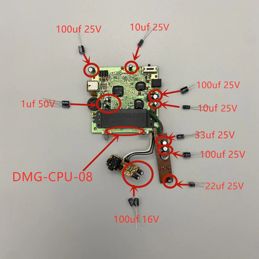 Game Boy Capacitor Kit for Original Gameboy DMG CPU-08 Motherboard
